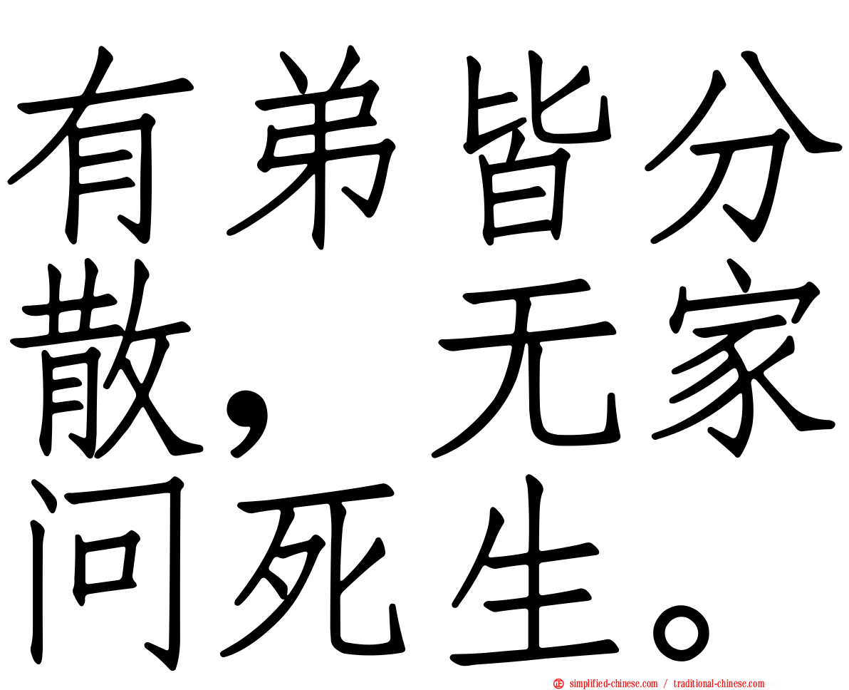 有弟皆分散，无家问死生。