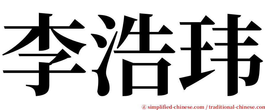 李浩玮 serif font