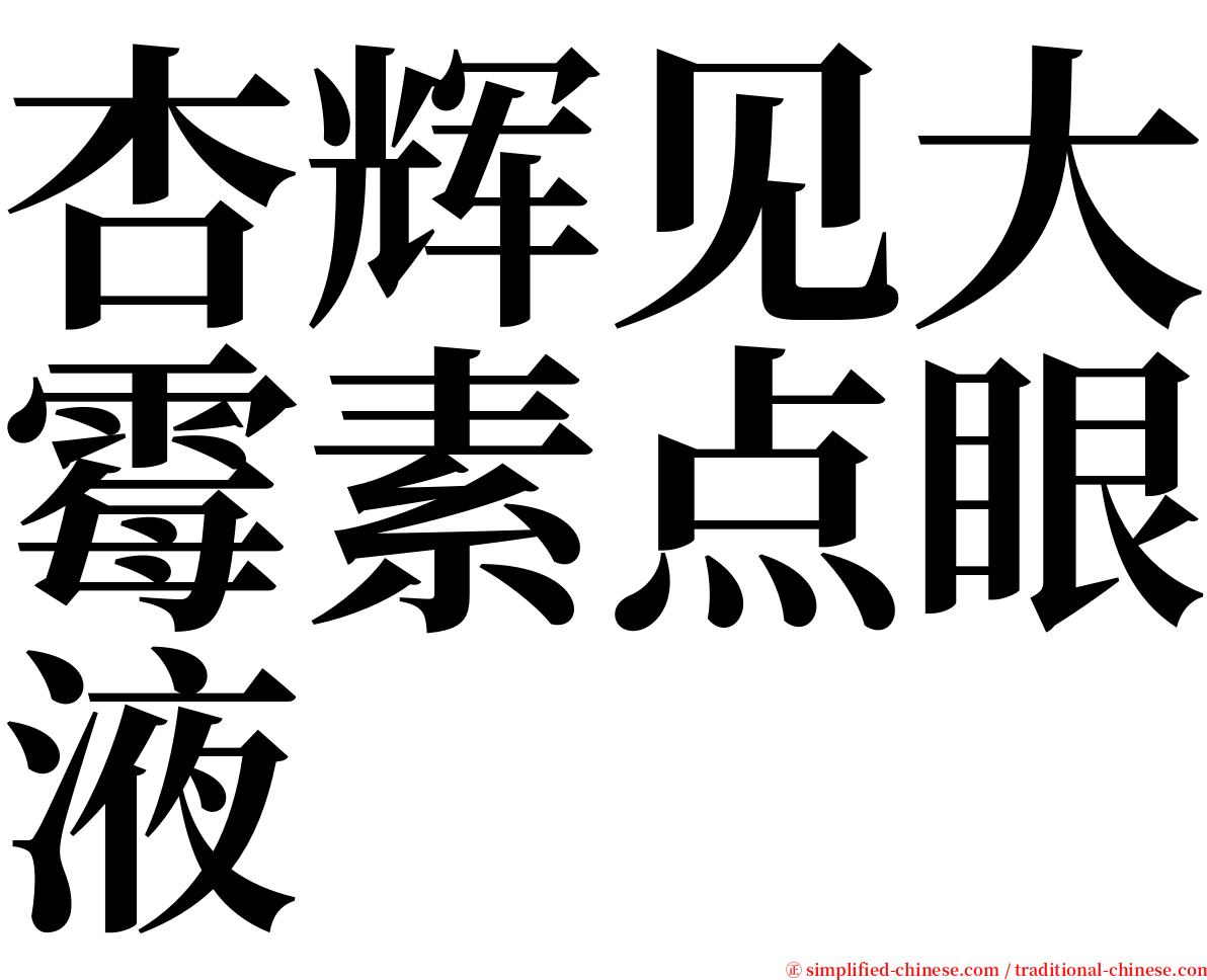 杏辉见大霉素点眼液 serif font