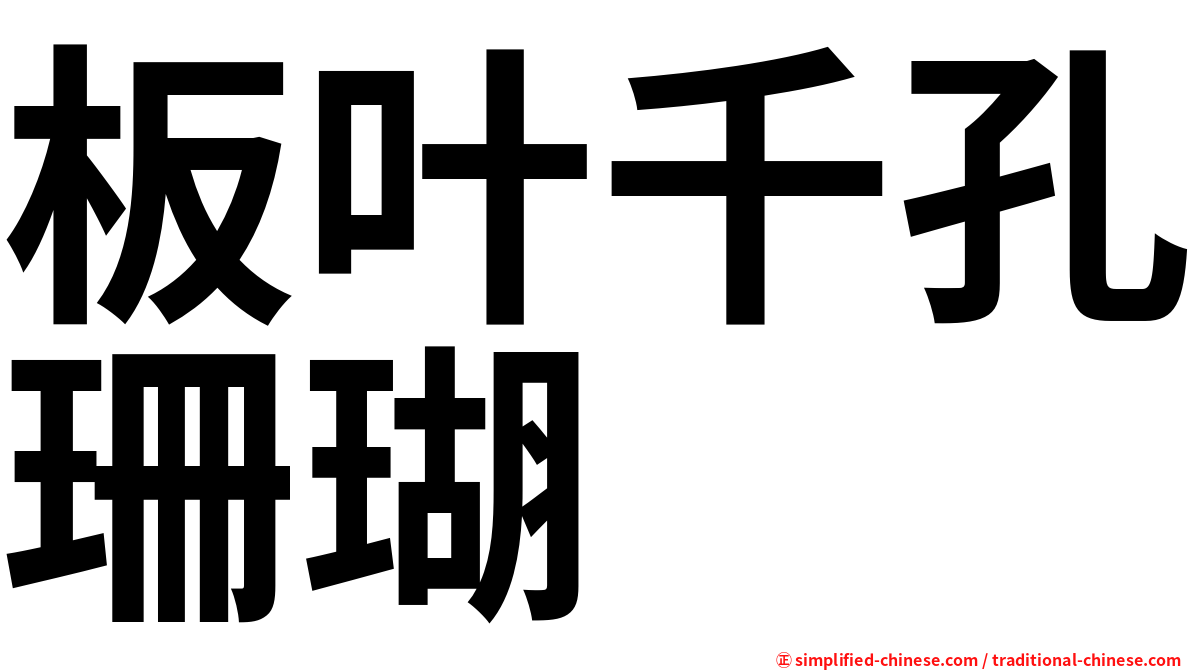 板叶千孔珊瑚