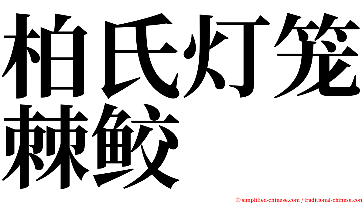 柏氏灯笼棘鲛 serif font