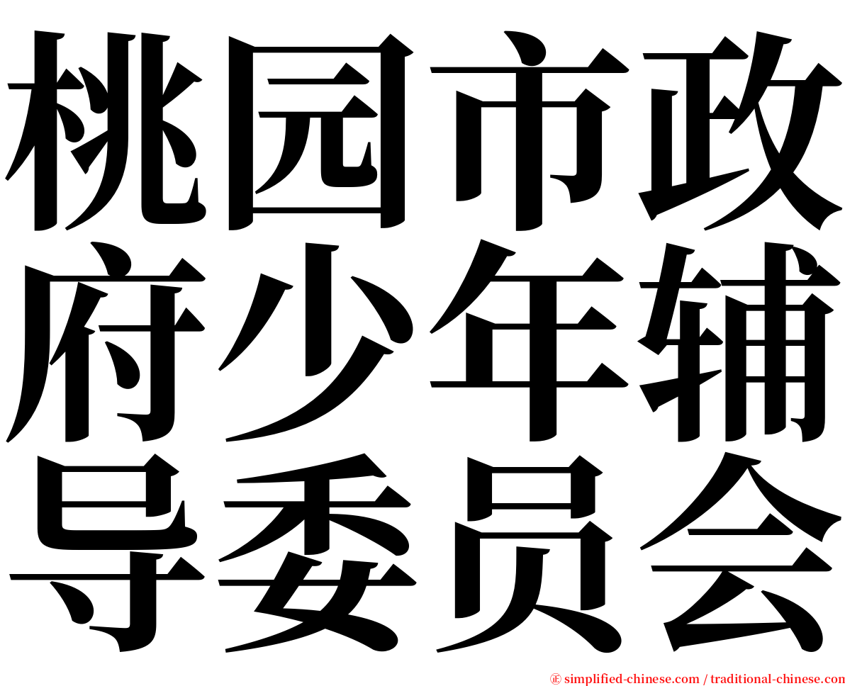 桃园市政府少年辅导委员会 serif font