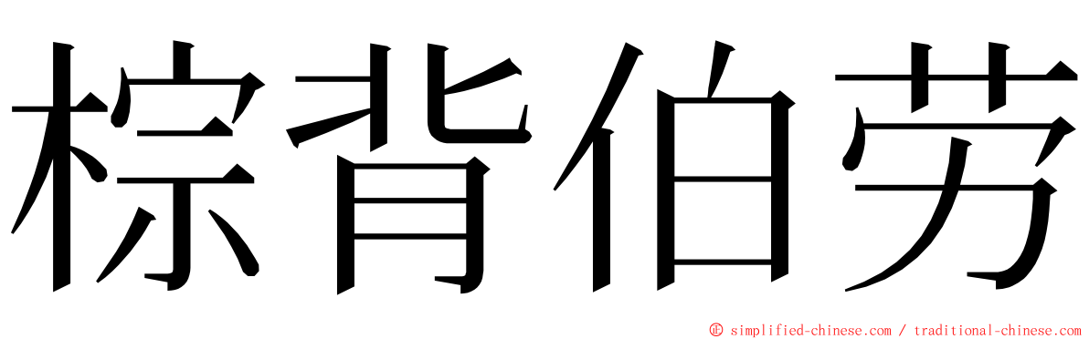 棕背伯劳 ming font