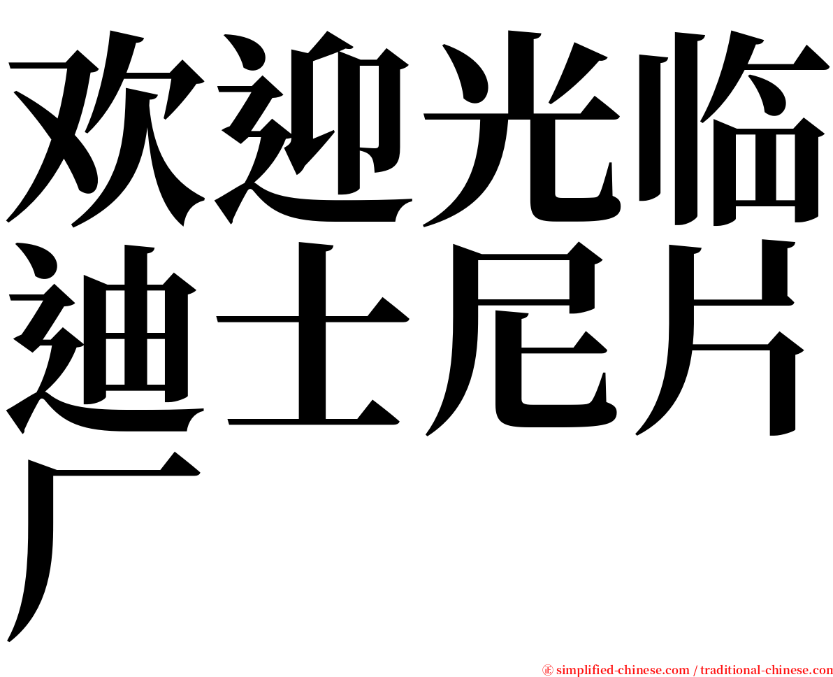 欢迎光临迪士尼片厂 serif font