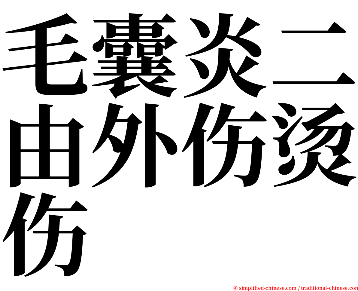 毛囊炎二由外伤烫伤 serif font