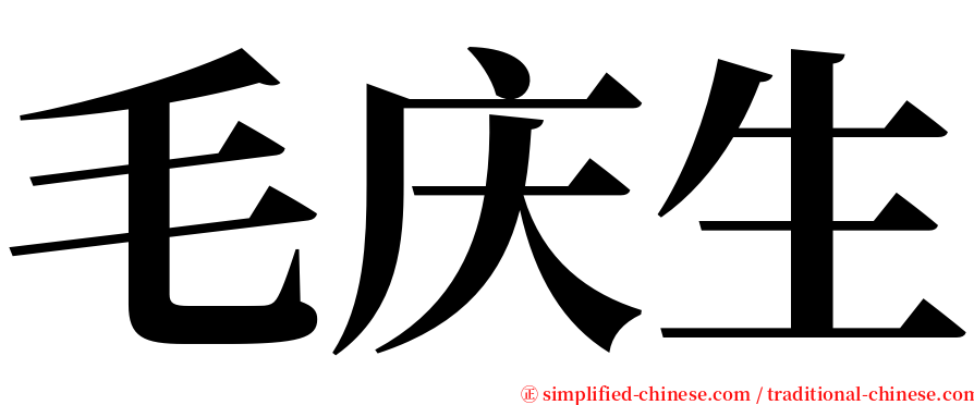 毛庆生 serif font