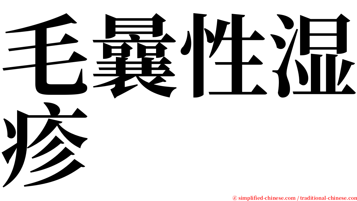 毛曩性湿疹 serif font