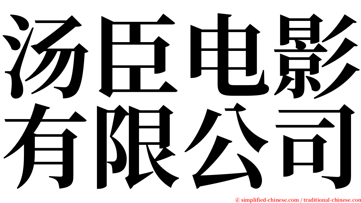 汤臣电影有限公司 serif font