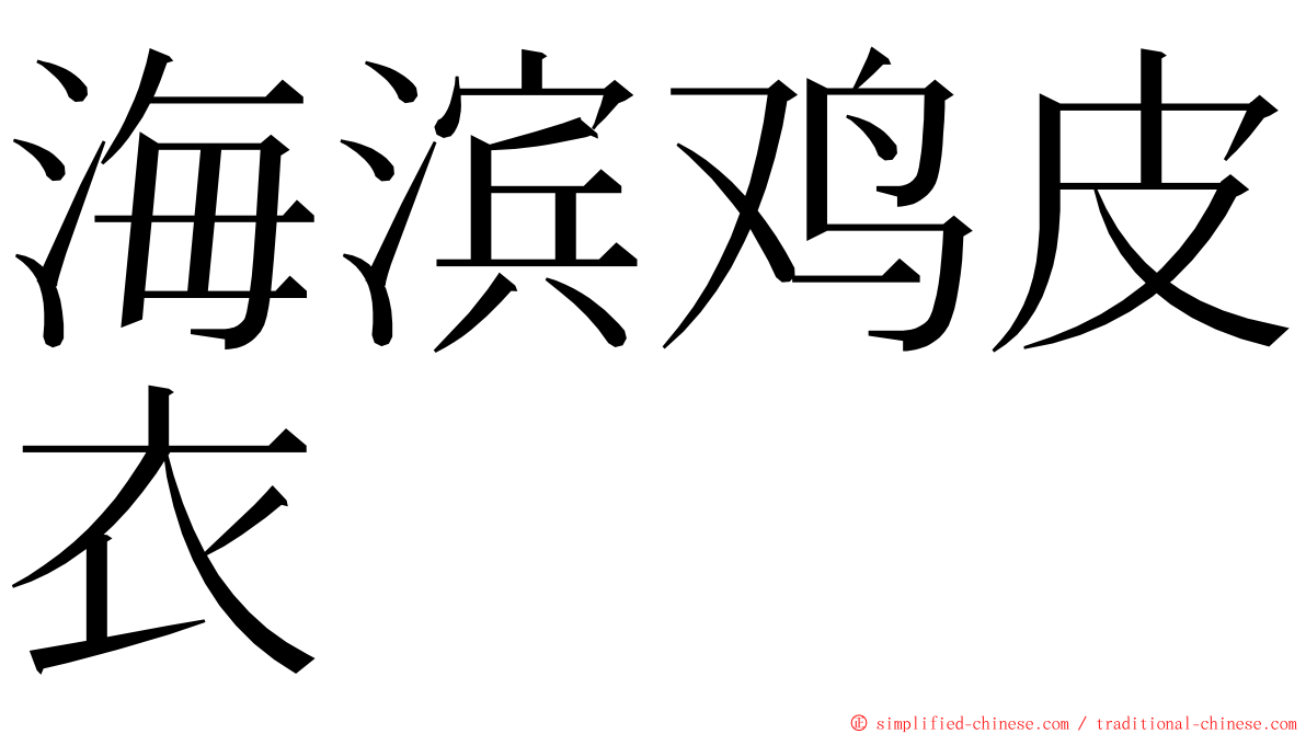海滨鸡皮衣 ming font
