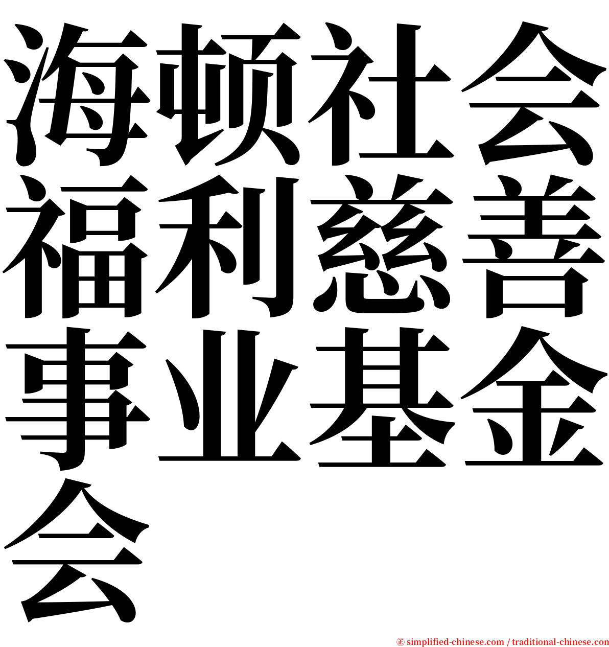 海顿社会福利慈善事业基金会 serif font