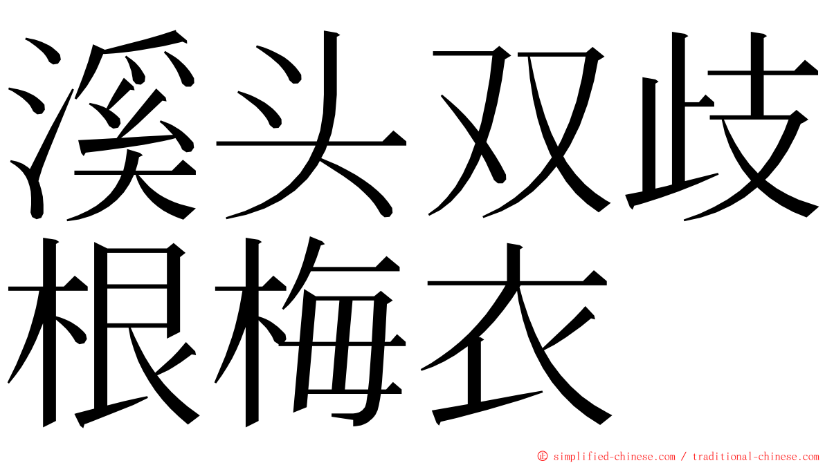 溪头双歧根梅衣 ming font