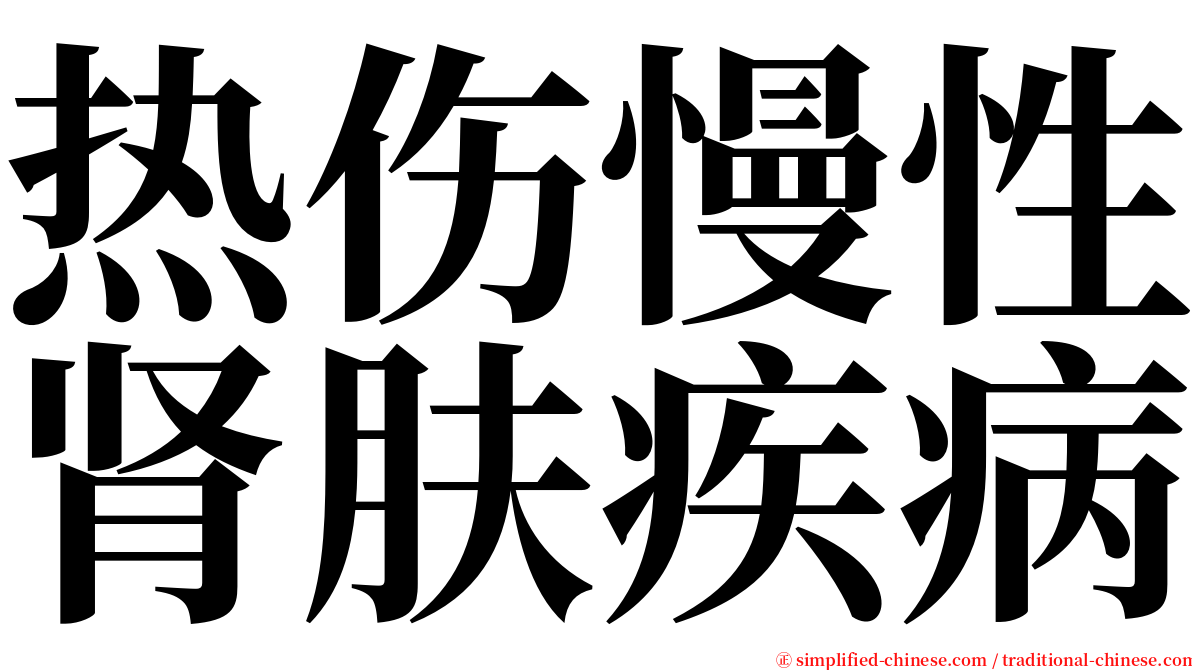 热伤慢性肾肤疾病 serif font