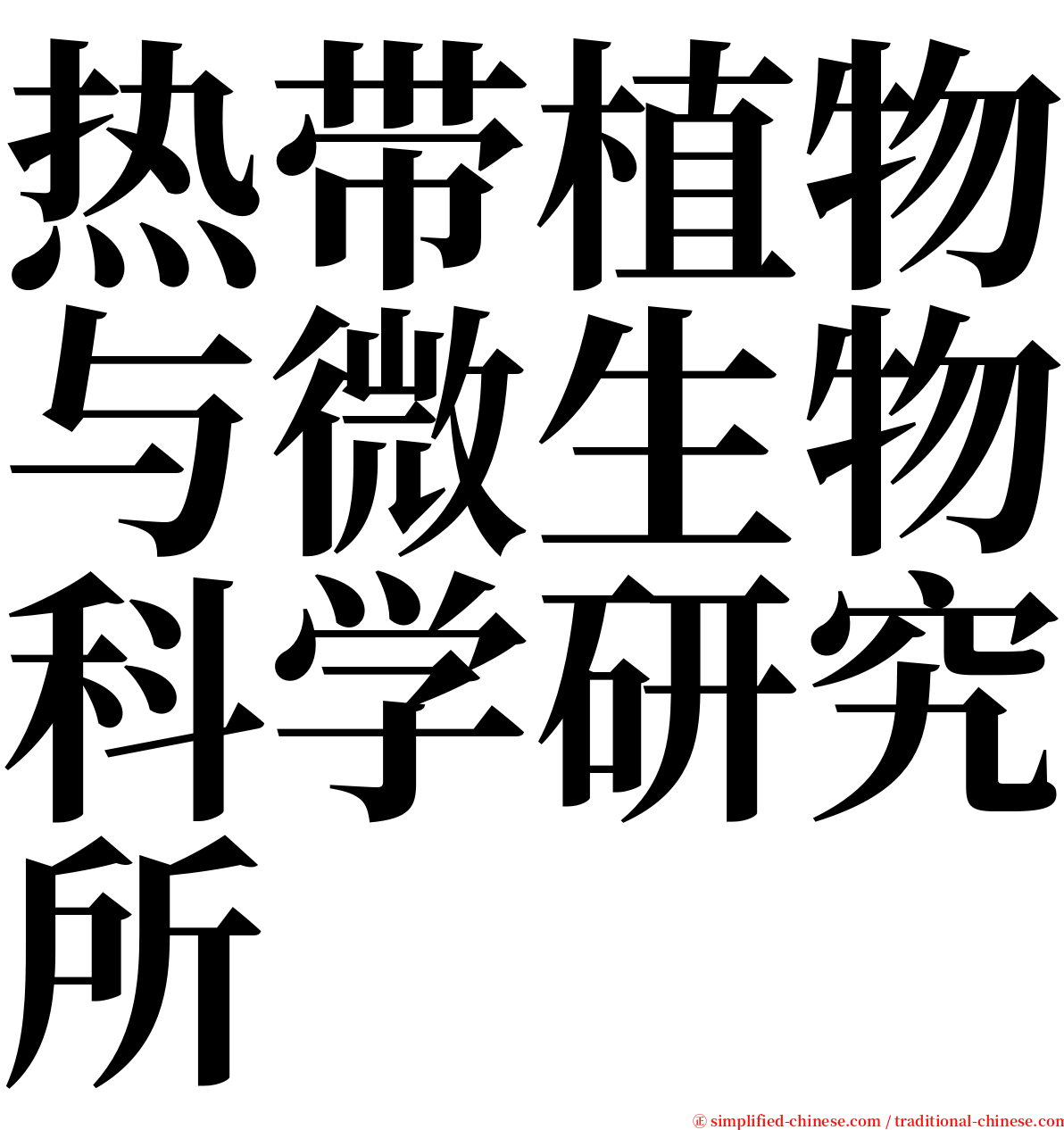 热带植物与微生物科学研究所 serif font