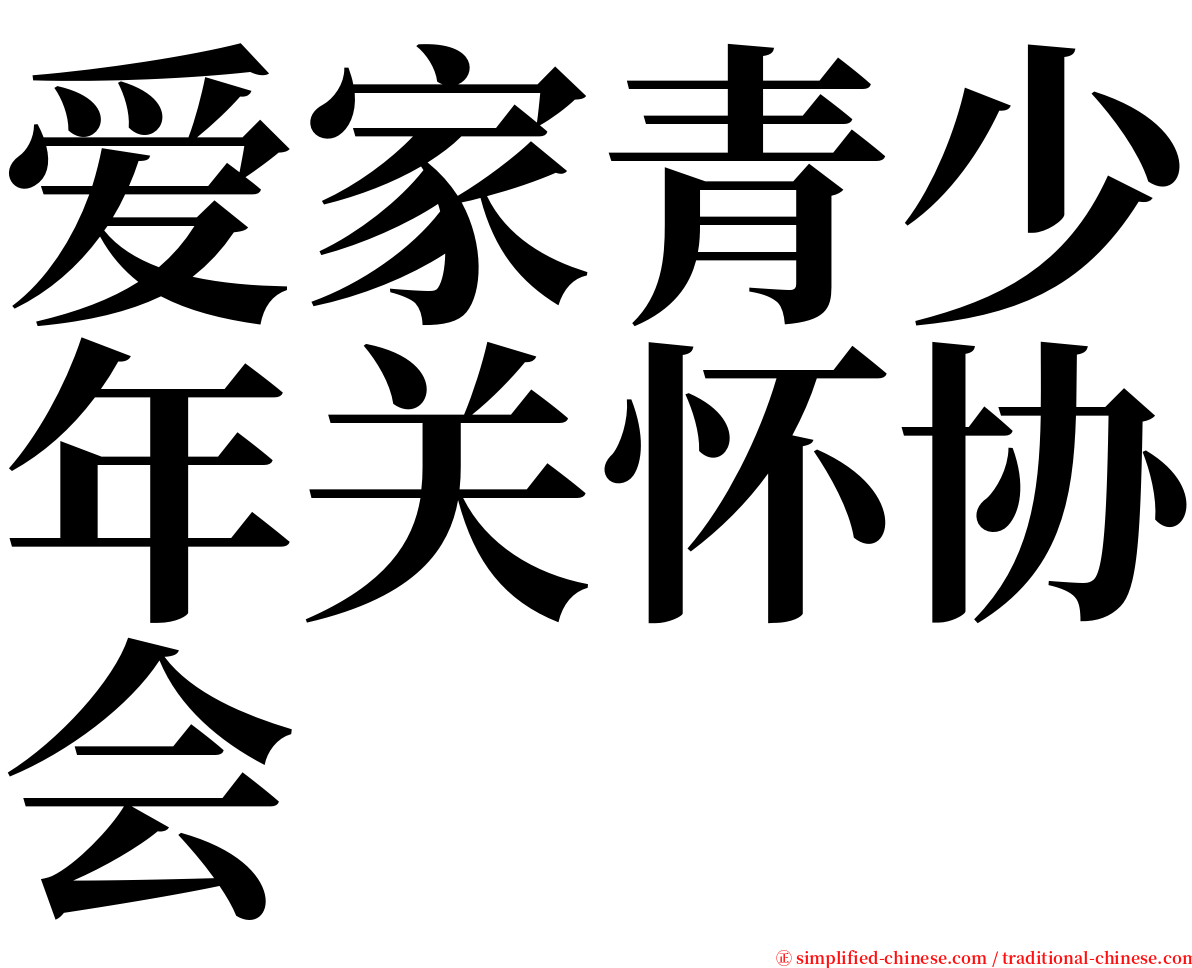 爱家青少年关怀协会 serif font