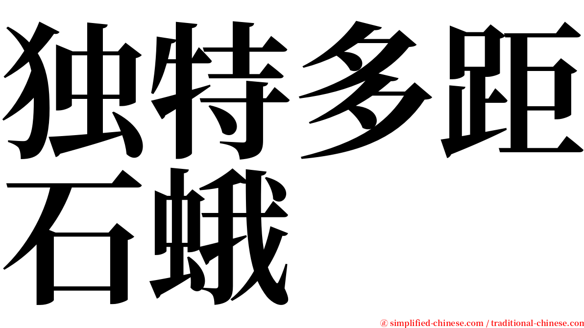 独特多距石蛾 serif font