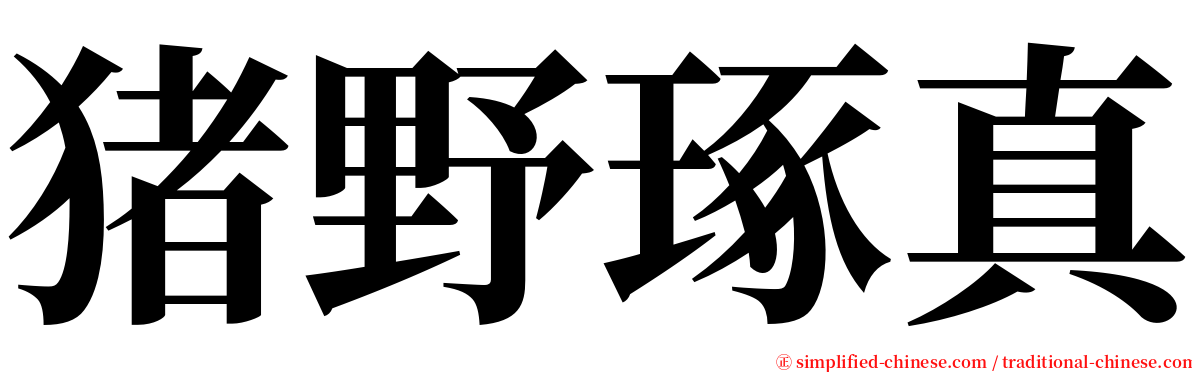 猪野琢真 serif font