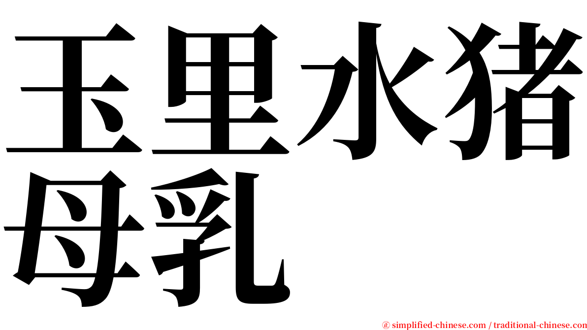 玉里水猪母乳 serif font