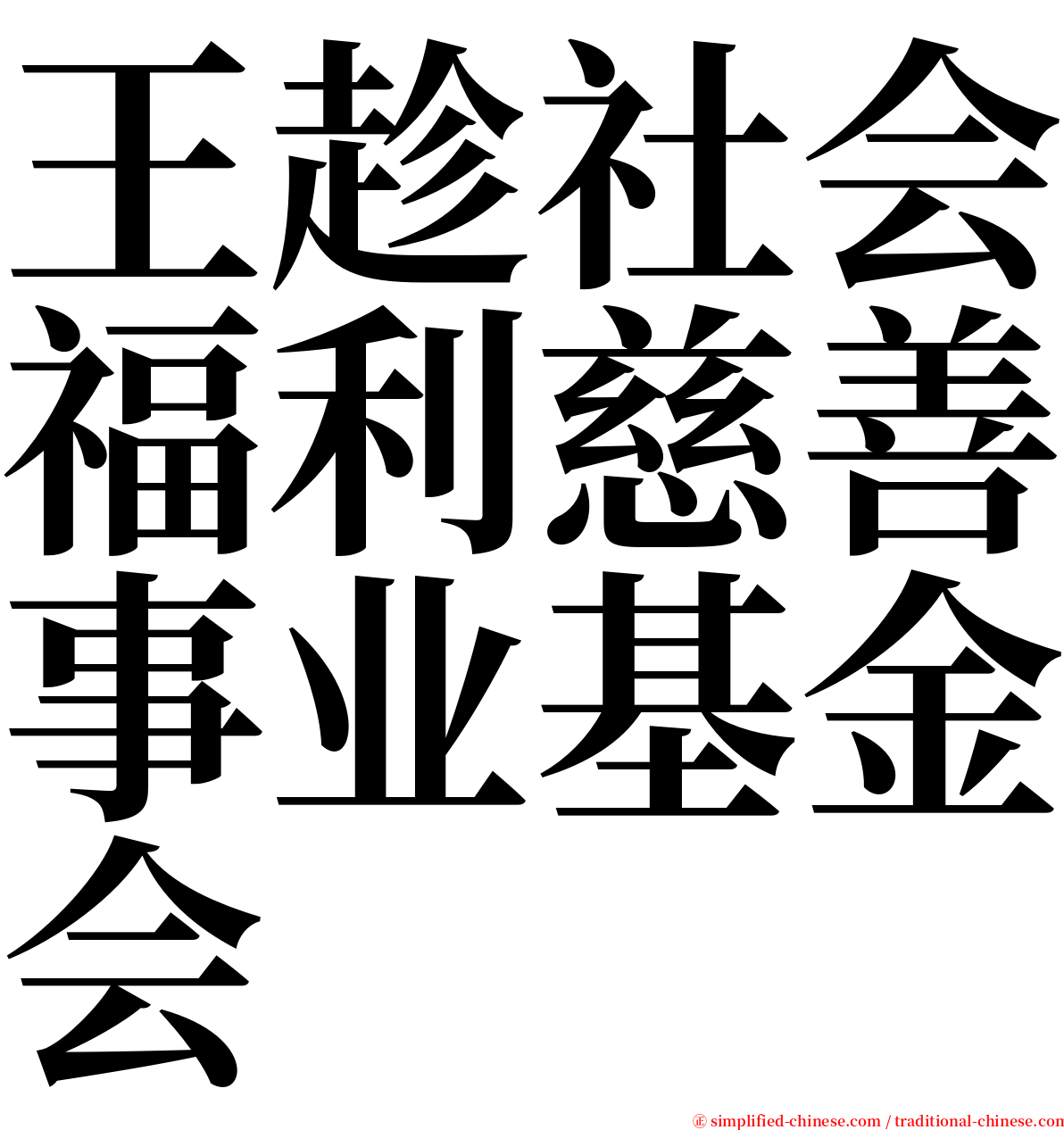王趁社会福利慈善事业基金会 serif font