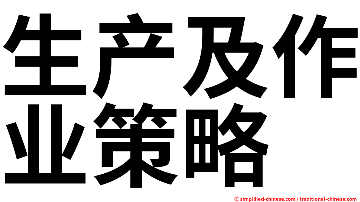 生产及作业策略