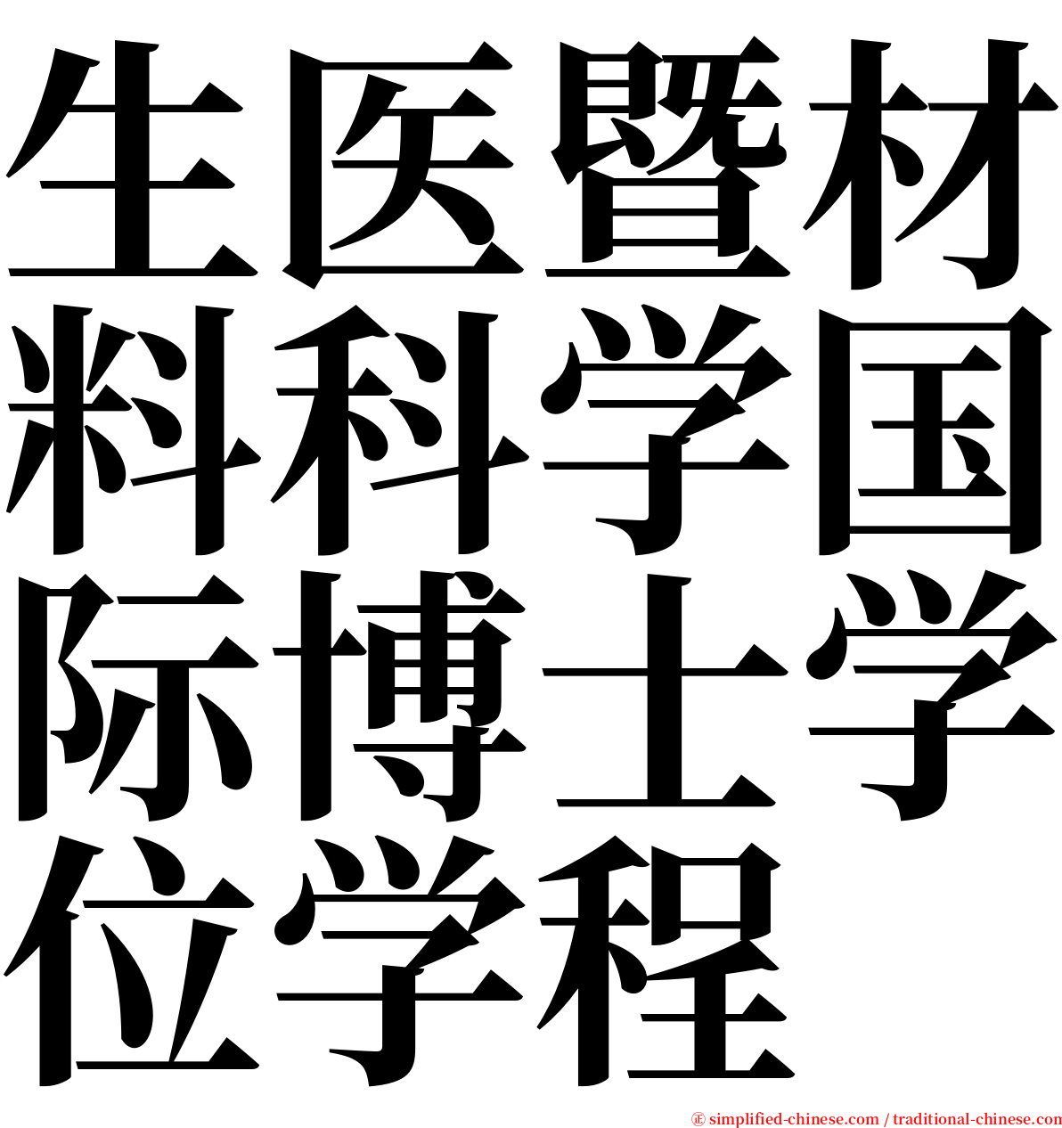 生医暨材料科学国际博士学位学程 serif font