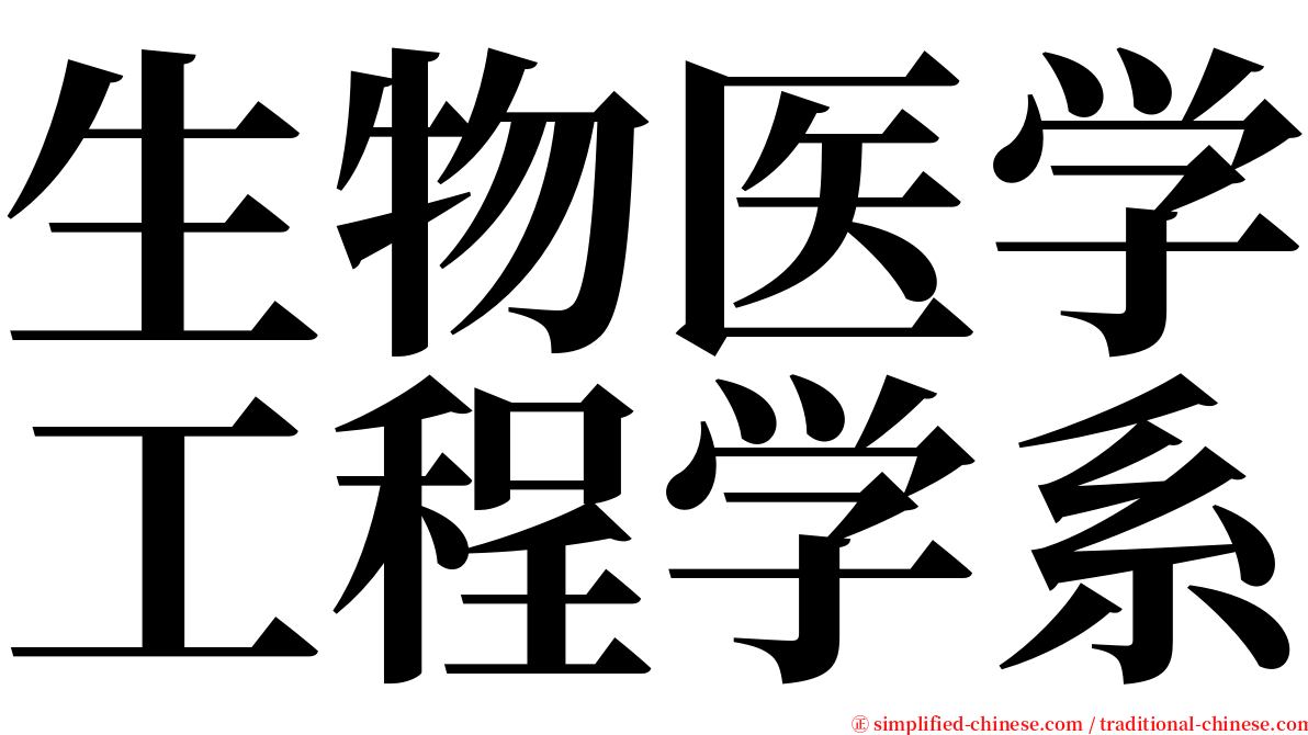生物医学工程学系 serif font