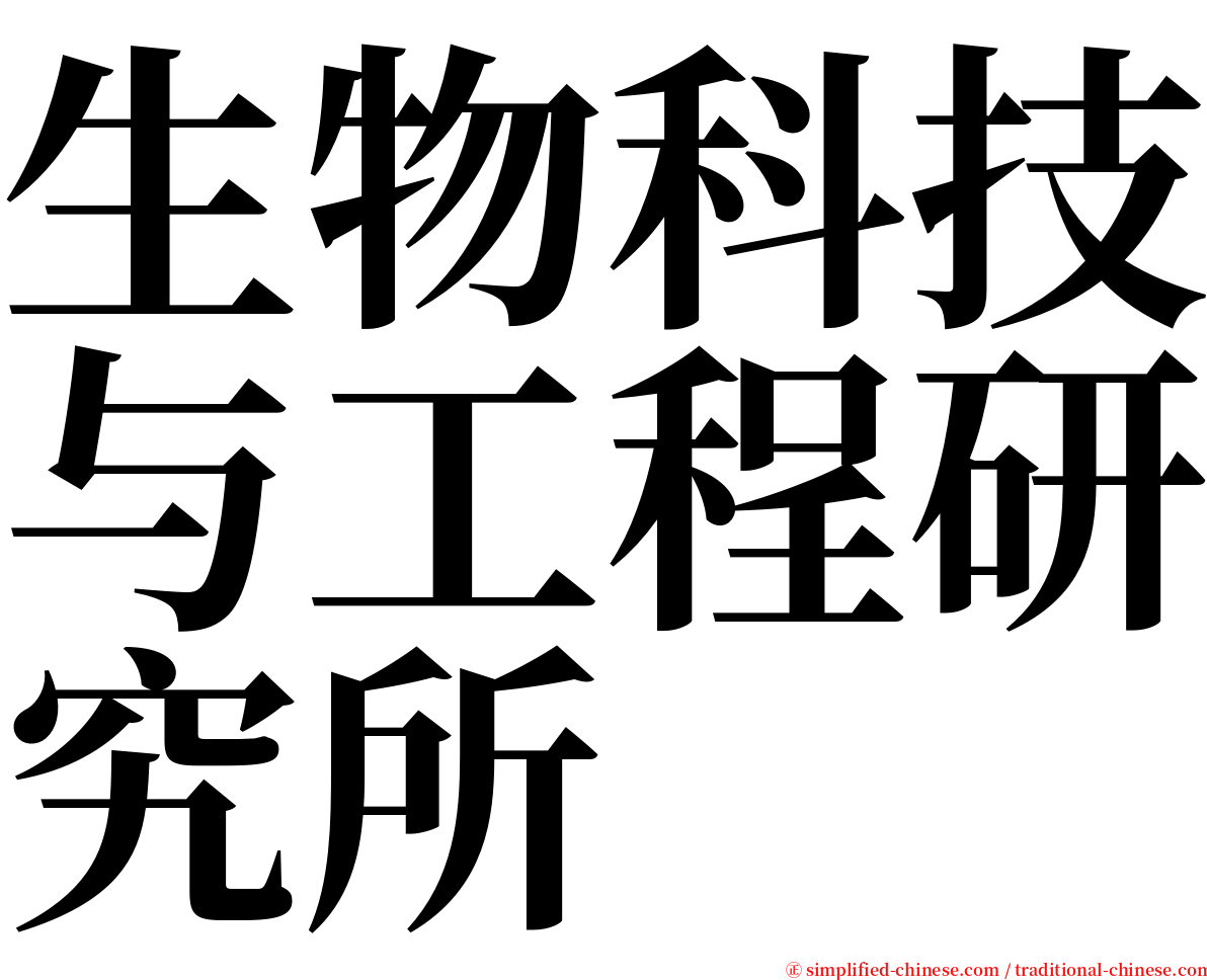 生物科技与工程研究所 serif font