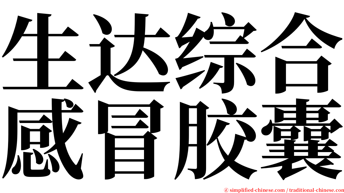 生达综合感冒胶囊 serif font