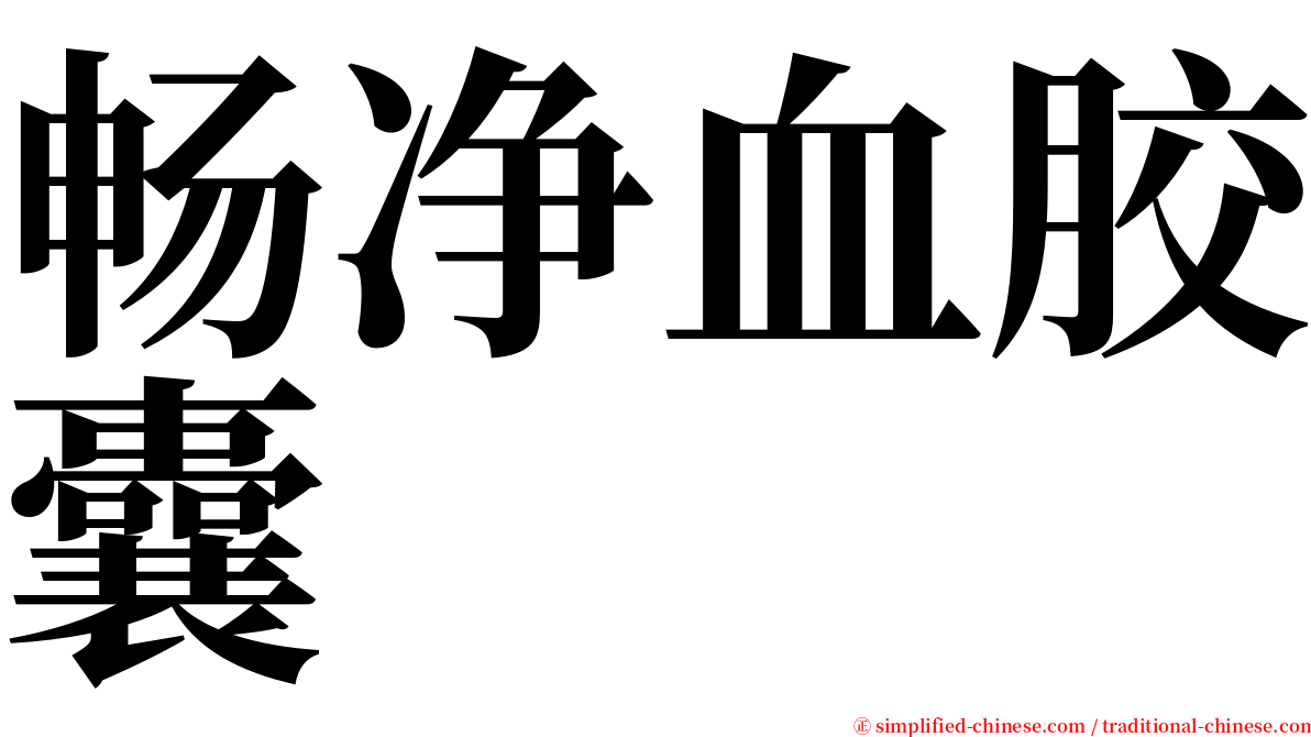 畅净血胶囊 serif font