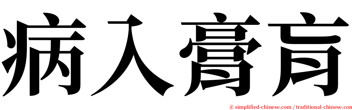 病入膏肓 serif font
