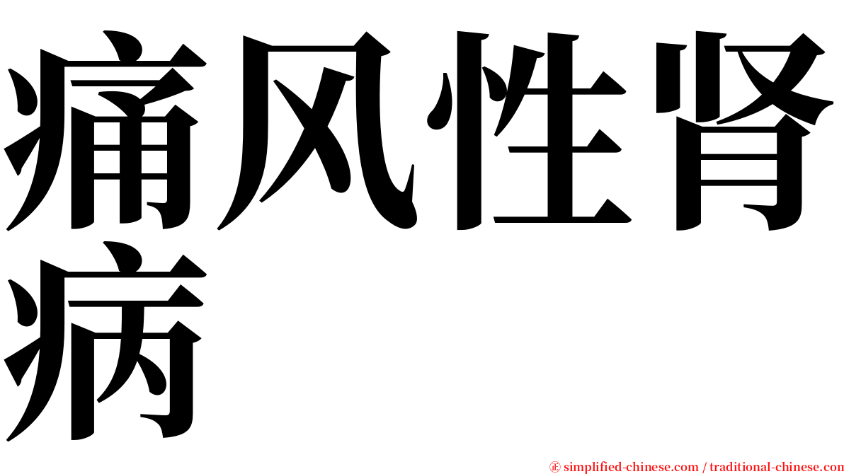 痛风性肾病 serif font