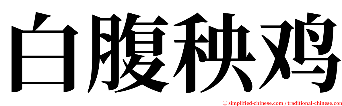 白腹秧鸡 serif font
