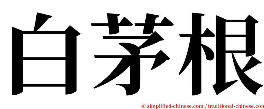白茅根 serif font