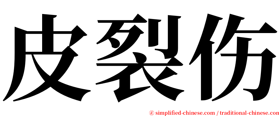 皮裂伤 serif font