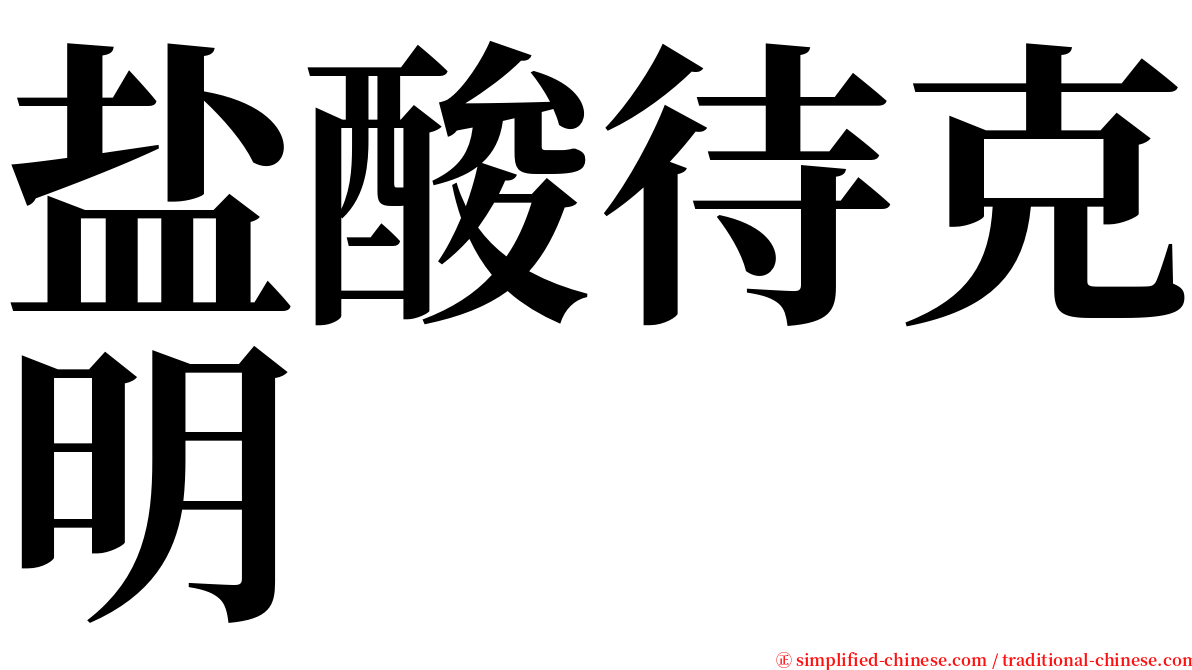 盐酸待克明 serif font