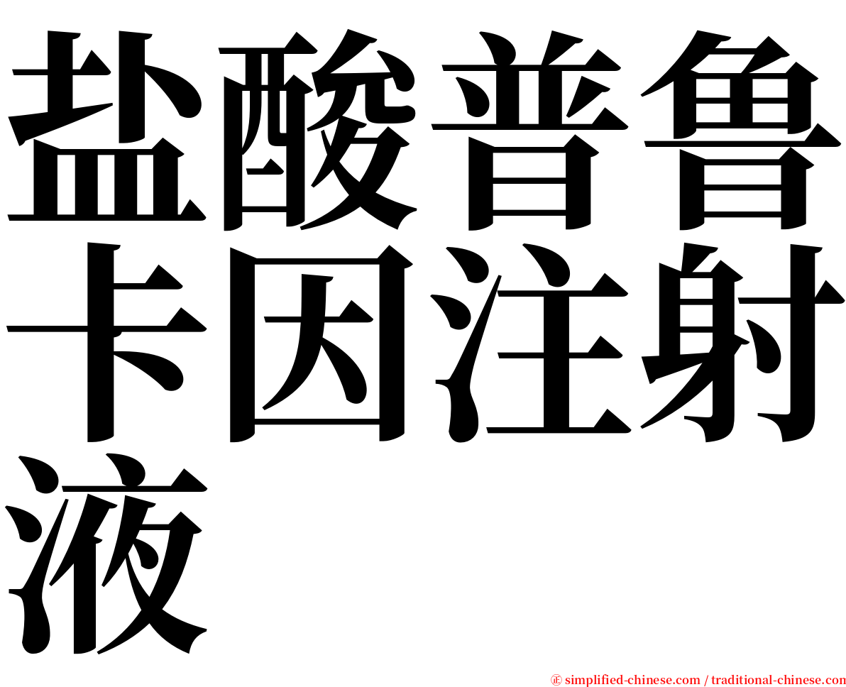 盐酸普鲁卡因注射液 serif font