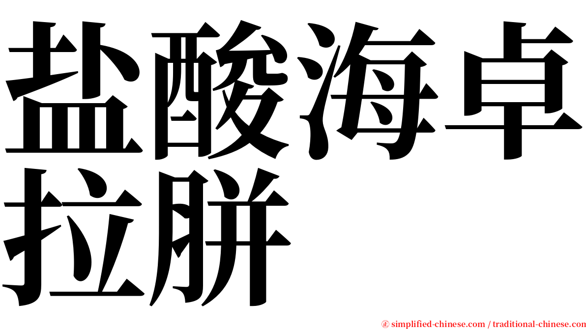 盐酸海卓拉胼 serif font