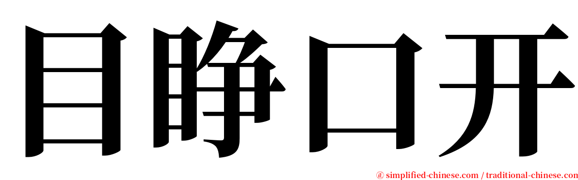 目睁口开 serif font