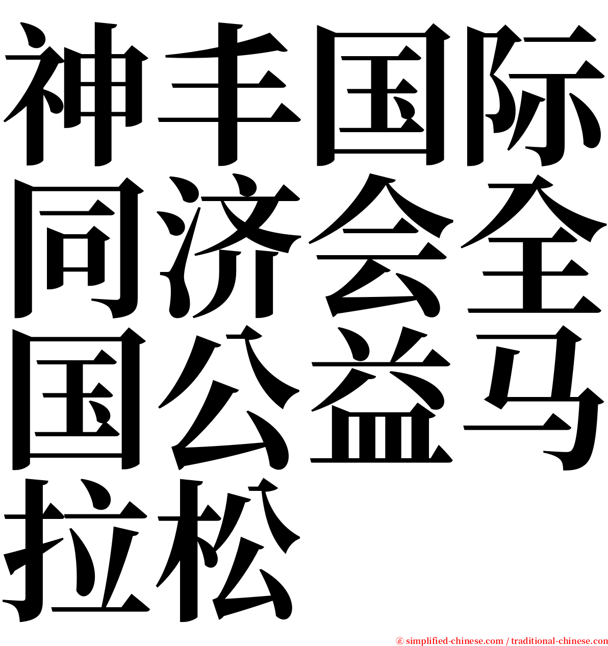 神丰国际同济会全国公益马拉松 serif font