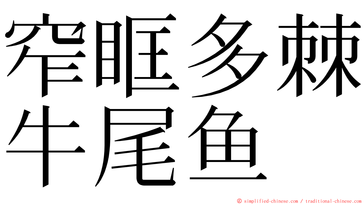 窄眶多棘牛尾鱼 ming font