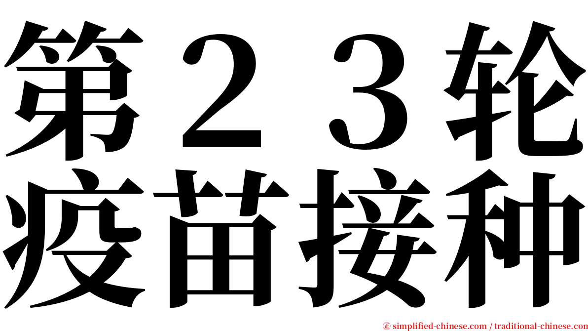第２３轮疫苗接种 serif font