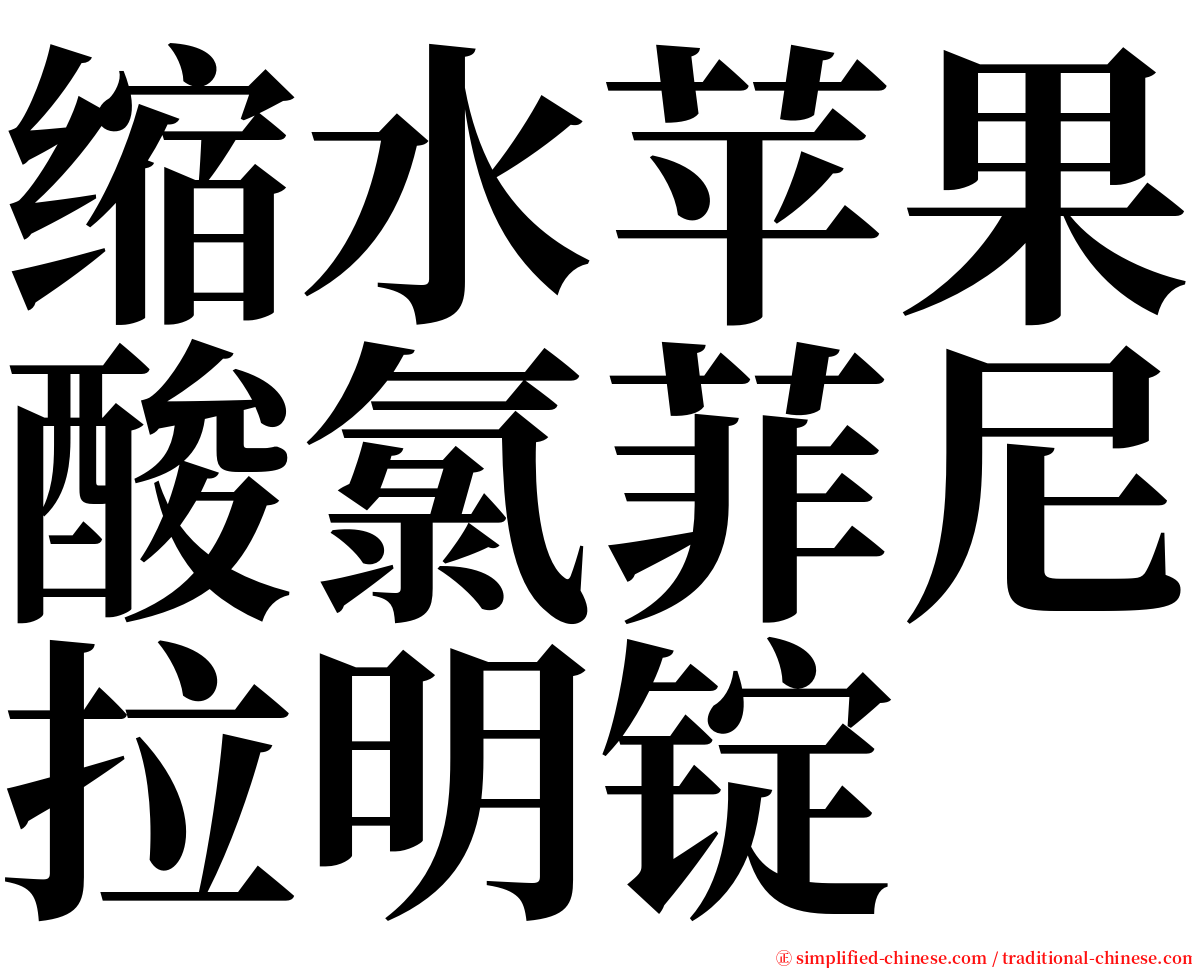 缩水苹果酸氯菲尼拉明锭 serif font