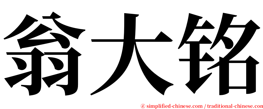 翁大铭 serif font