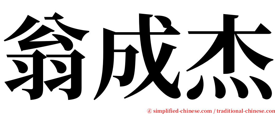 翁成杰 serif font