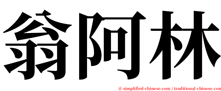翁阿林 serif font