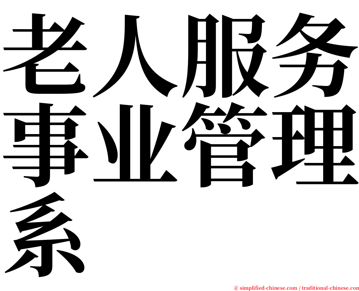 老人服务事业管理系 serif font