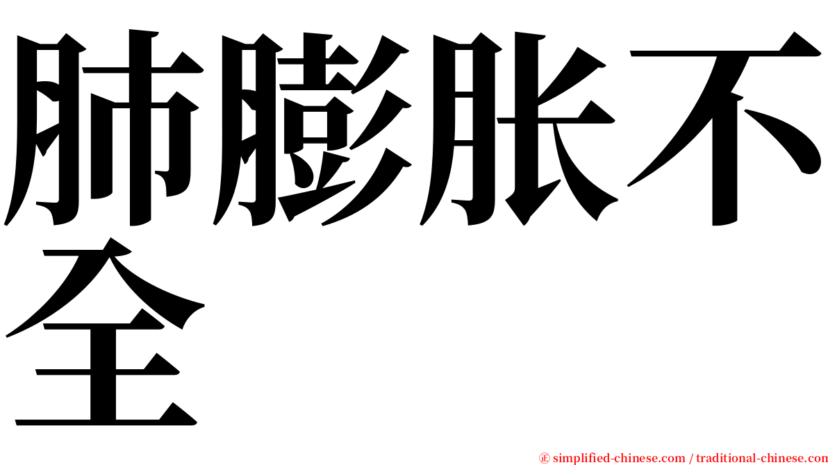 肺膨胀不全 serif font