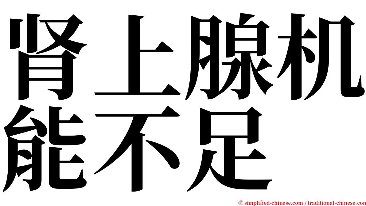 肾上腺机能不足 serif font