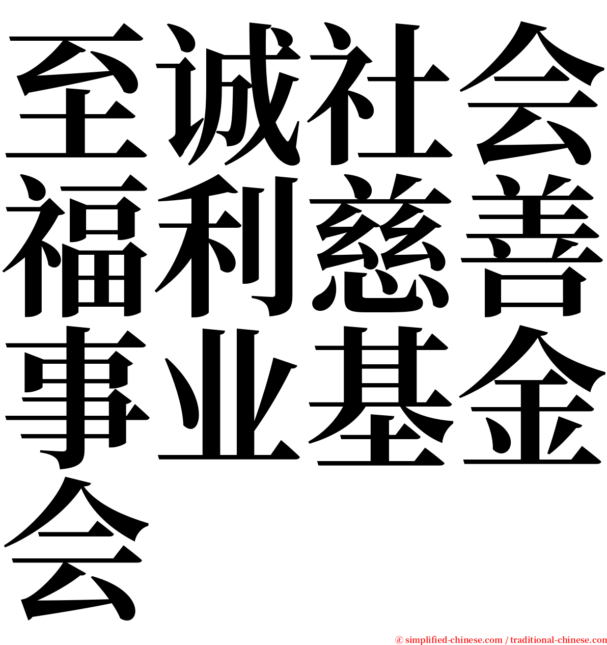 至诚社会福利慈善事业基金会 serif font