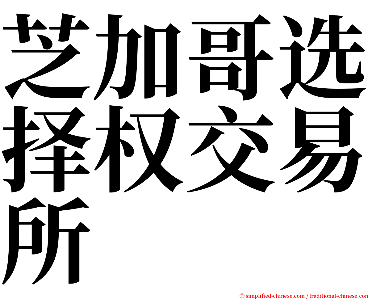 芝加哥选择权交易所 serif font