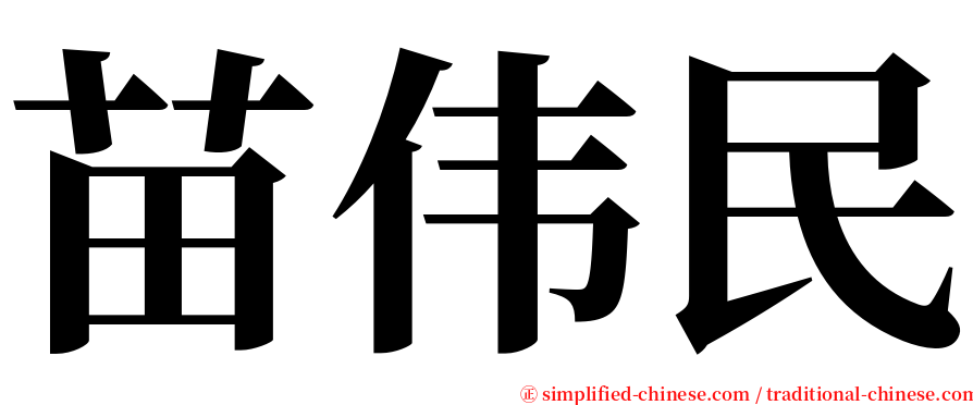 苗伟民 serif font
